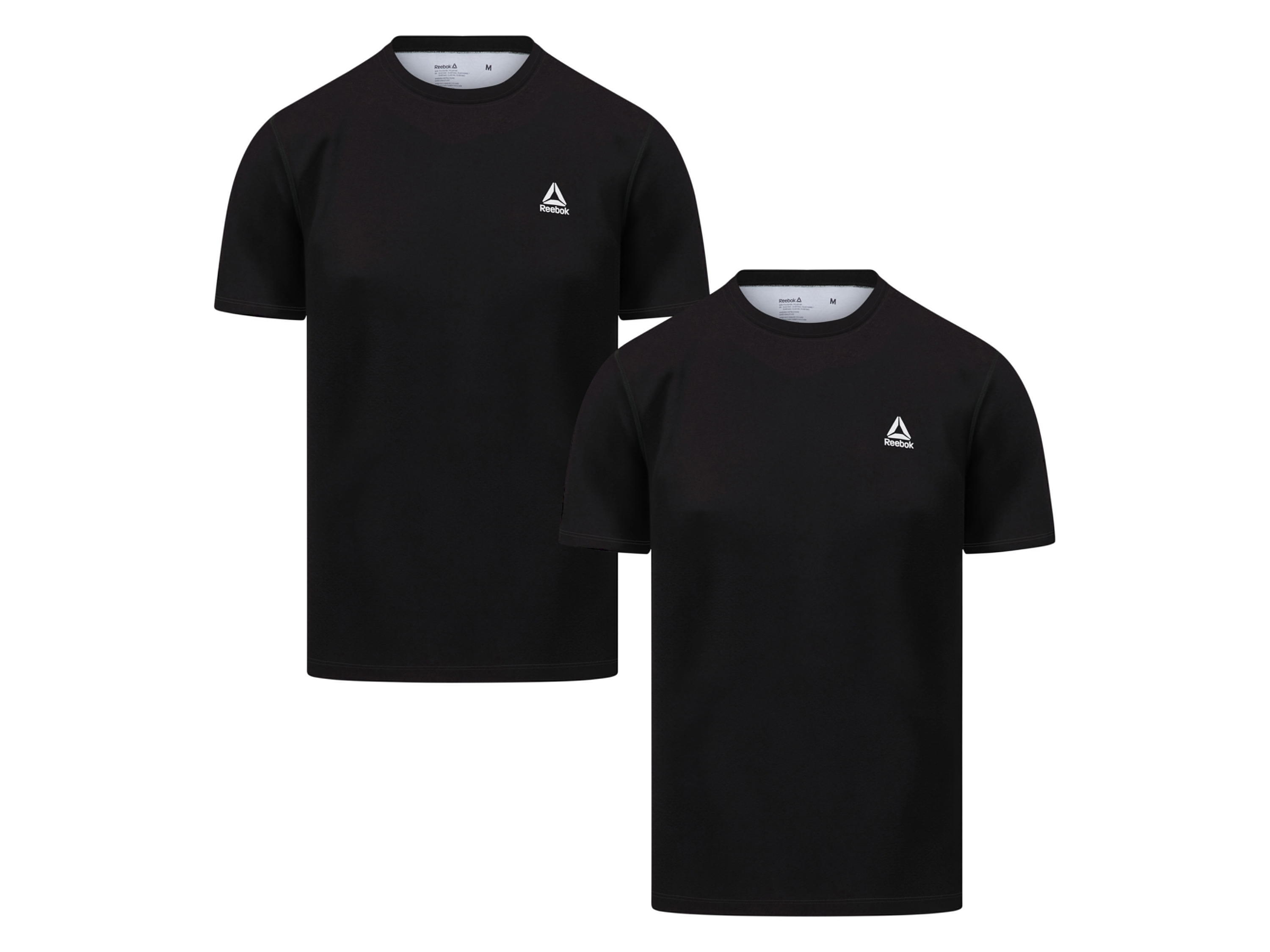 Reebok Set van 2 Heren T-shirts Active Wear (Zwart, L)