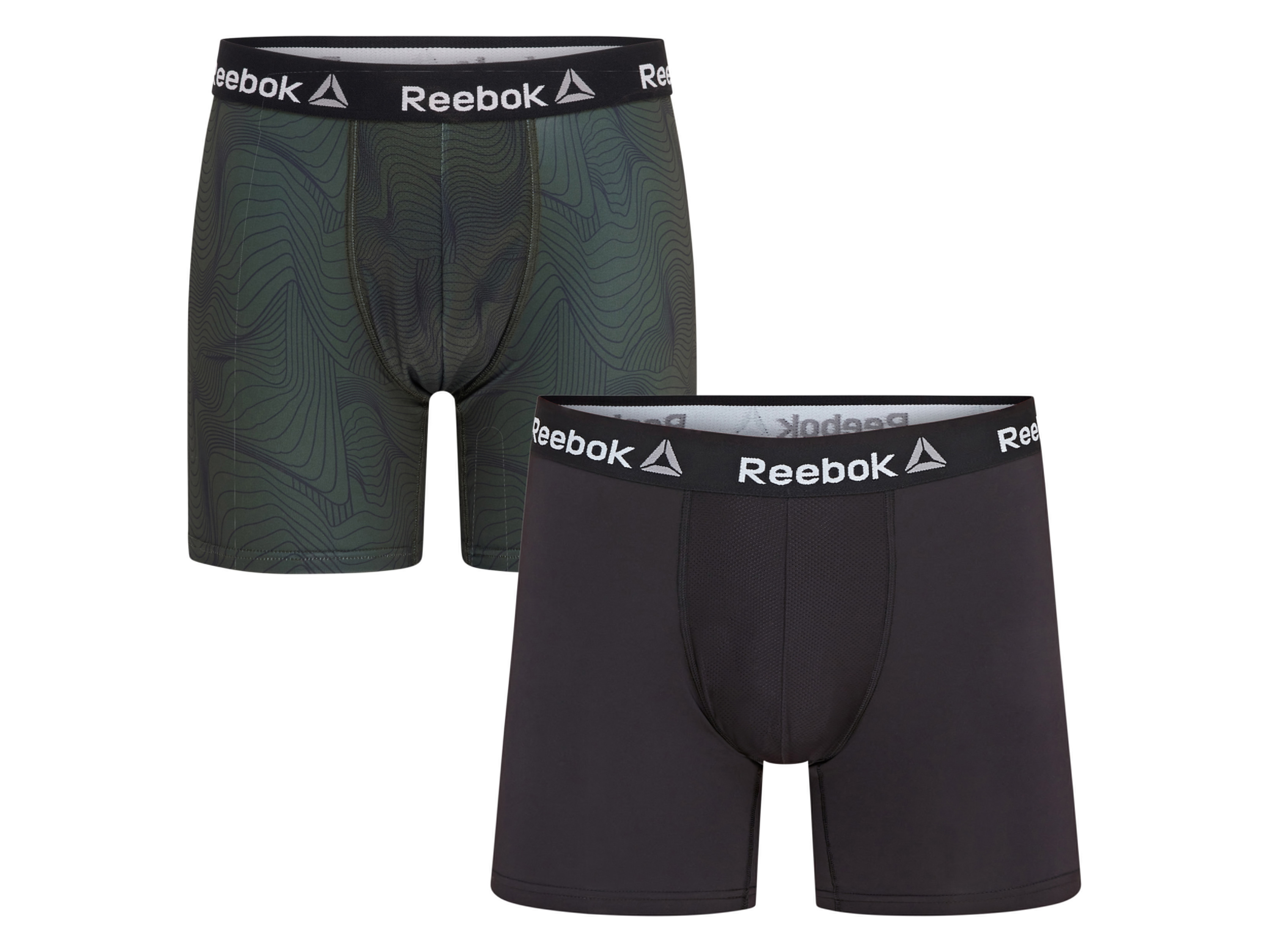 Reebok Set van 2 heren boxers (Zwart/kaki, L)