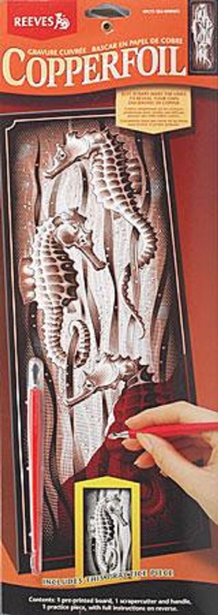 Scratch knutselset koperfolie zeepaardjes PPCT1 Tall Copperfoil Sea Horses