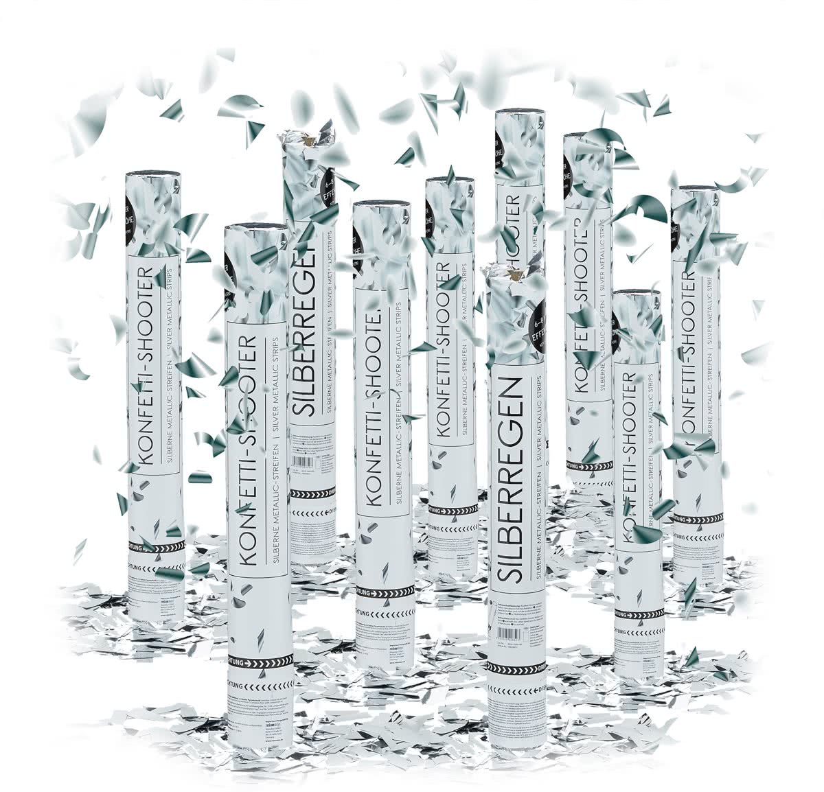 relaxdays 10-delige party popper set - confettikanon zilver - confetti shooter - bruiloft