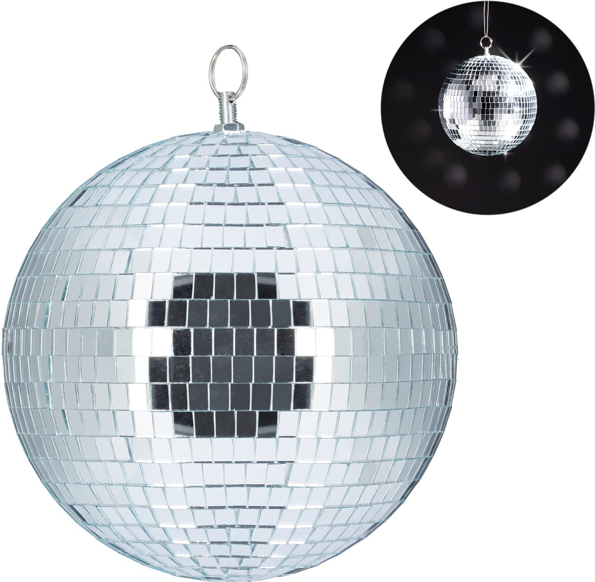 relaxdays discobal 20 cm - spiegelbol - discobol - spiegelbal - zilver - zonder motor