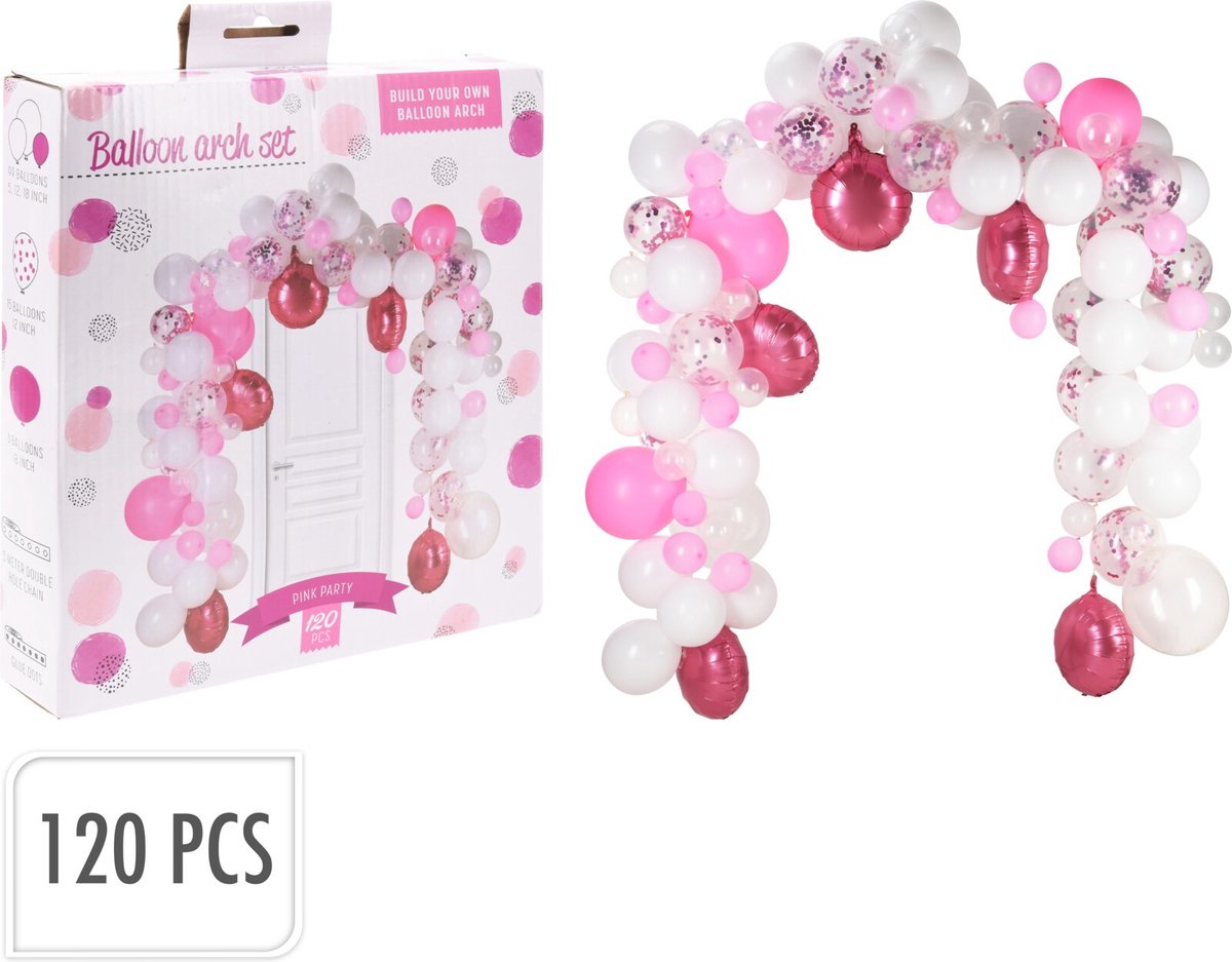 Relaxwonen - creëer je eigen ballonnenboog - Wit & Roze - inclusief confetti ballonnen