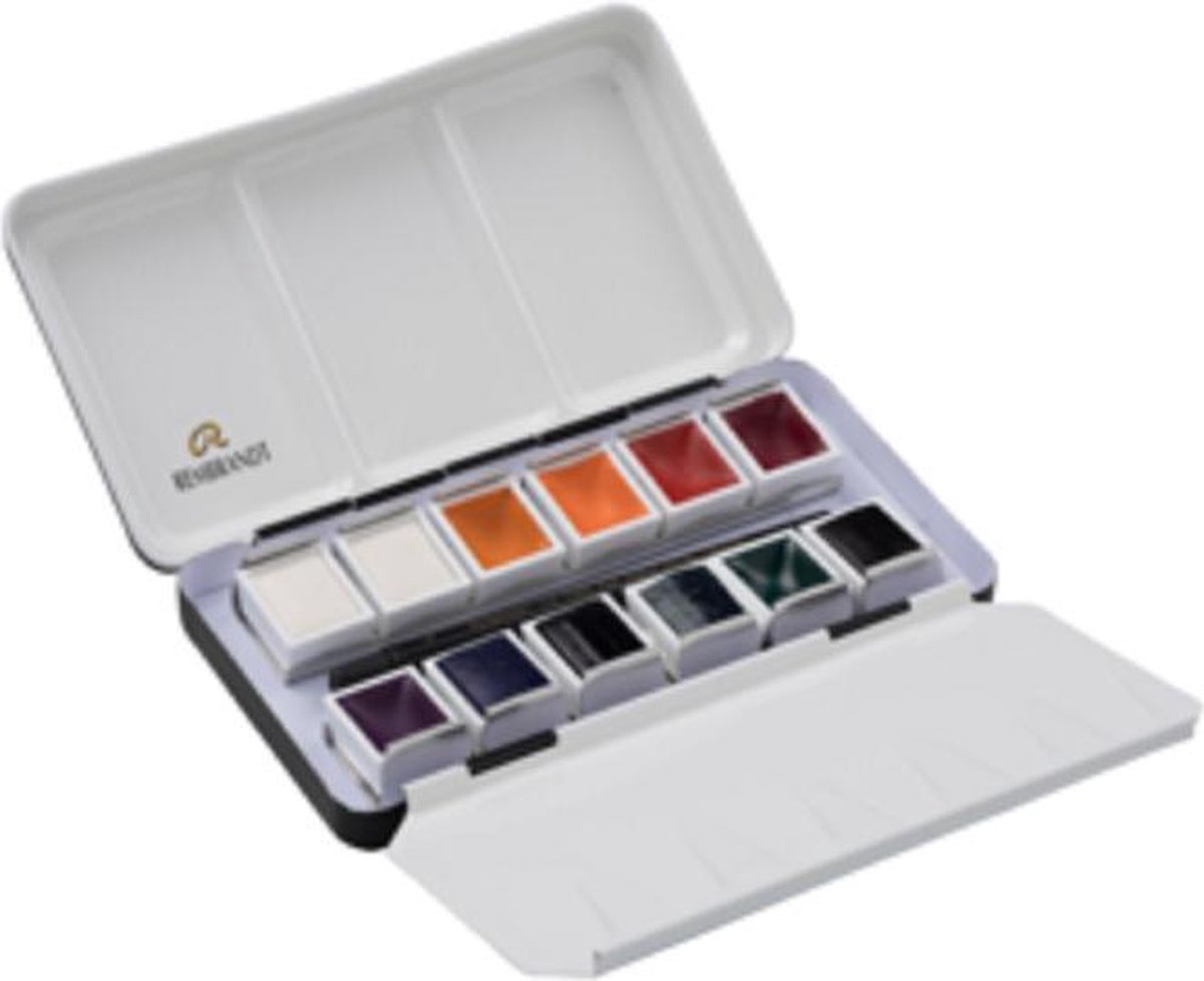 Rembrandt Aquarelverf set meta 12 nap dekwit mixkleuren
