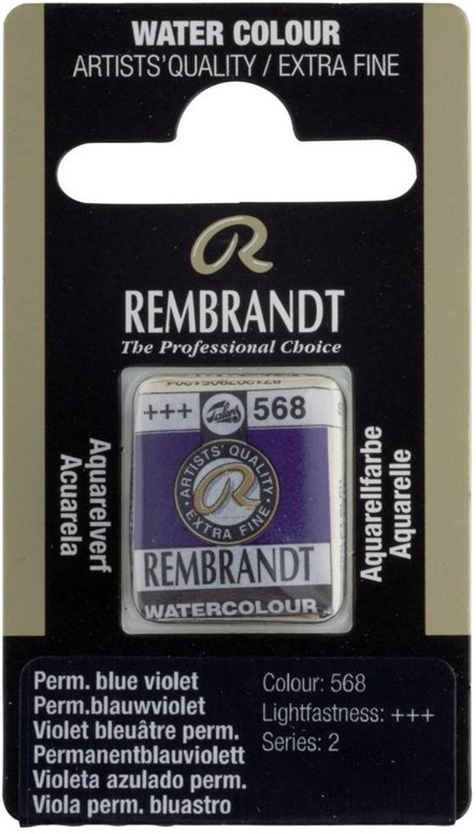 Rembrandt water colour napje Permanent Blue Violet (568)