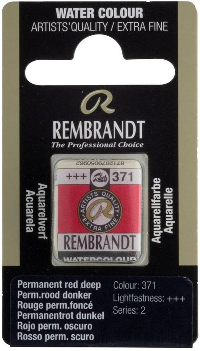 Rembrandt water colour napje Permanent Red Deep (371)