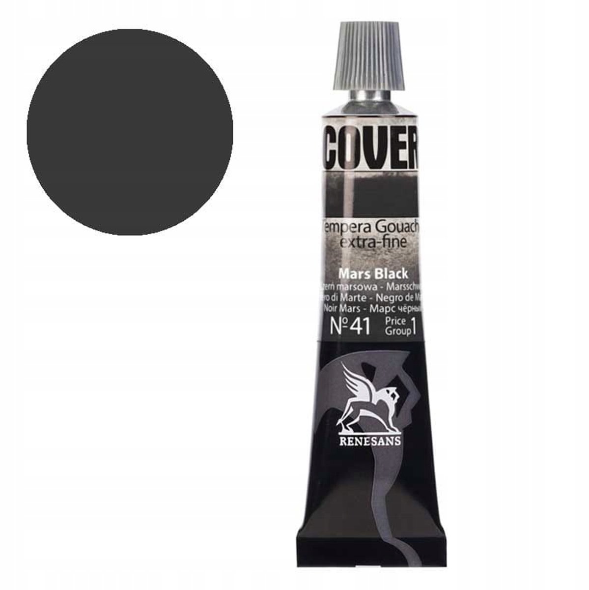 Renesans Cover Tempera Gwasz Verf - 20ml - Mars Zwart