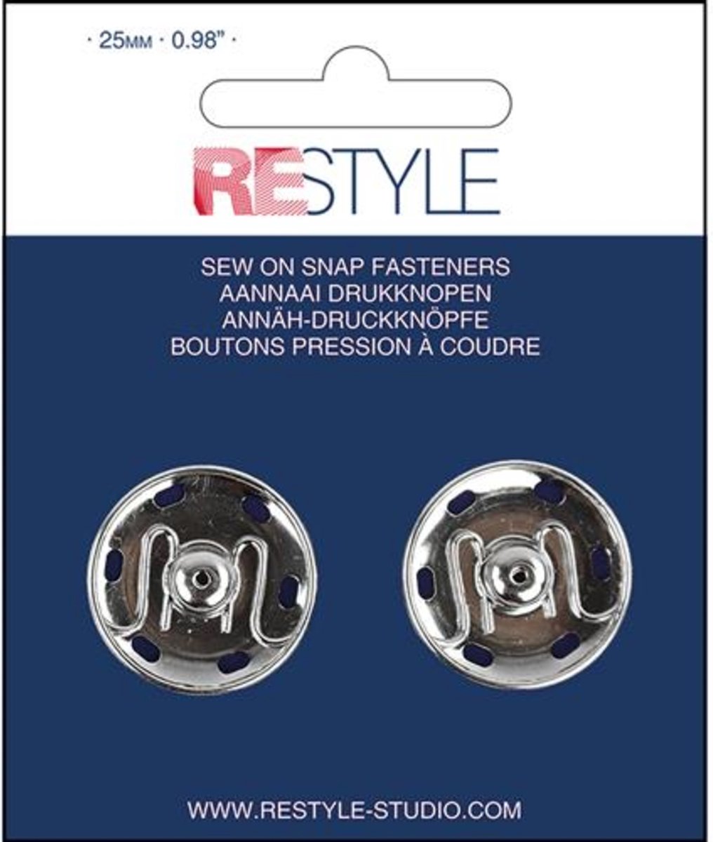 Aannaaidrukknopen 25mm zilver per 2 stuks