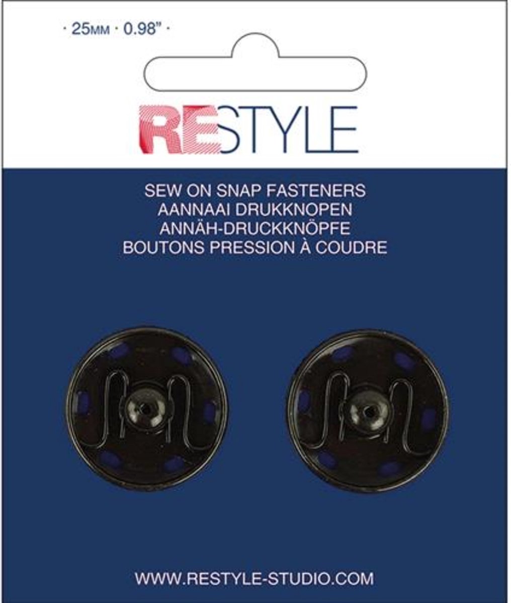 Aannaaidrukknopen 25mm zwart per 2 stuks