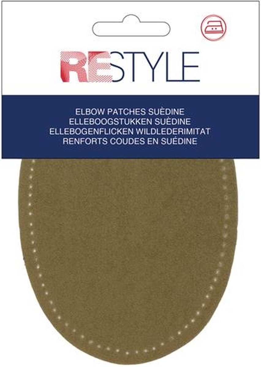 Elleboogstukken suèdine olijfgroen 14 cm x 9.5 cm opstrijkbaar