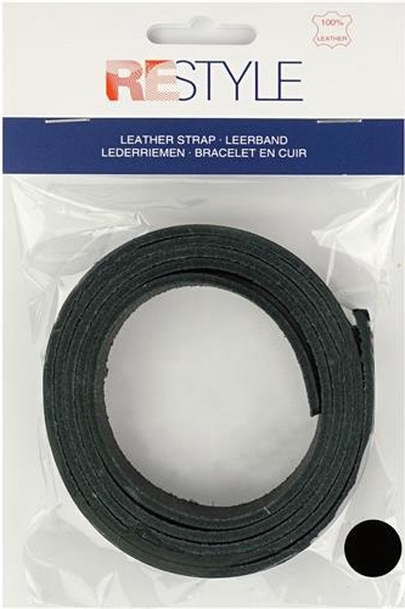 Leerband 120 cm x 3 cm Zwart