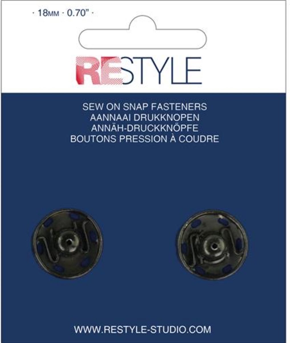 ReStyle 015.12016 Aannaaidrukknopen 18 mm zwart, 2 stuks