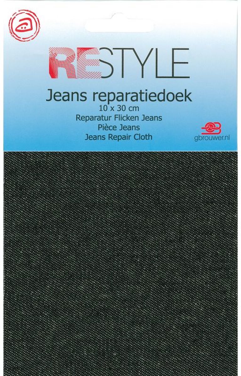  - Reparatiedoek Zwarte Jeans - Strijkbaar - 10x30cm