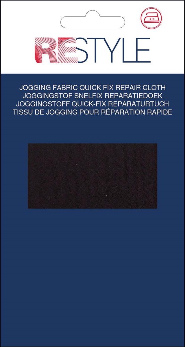 Restyle Snelfix reparatiedoek Jogging 12 x 45 cm opstrijkbaar Zwart