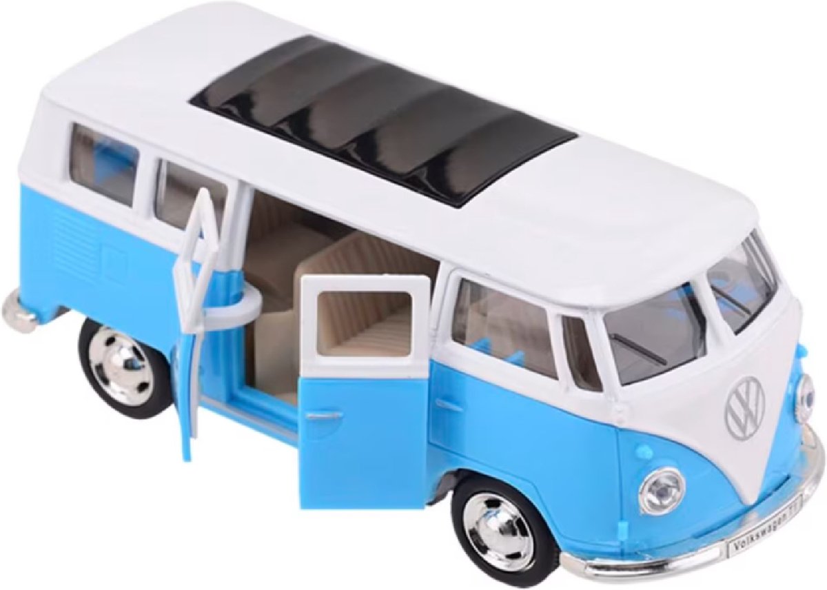Volkswagen T1 Die-cast busje blauw- schaal 1:38 - Metaal