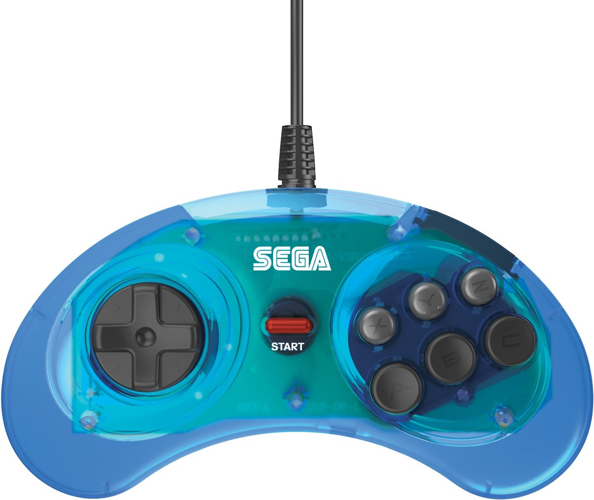 Retro-Bit SEGA Mega Drive 6-Button Classic Controller Clear Blue