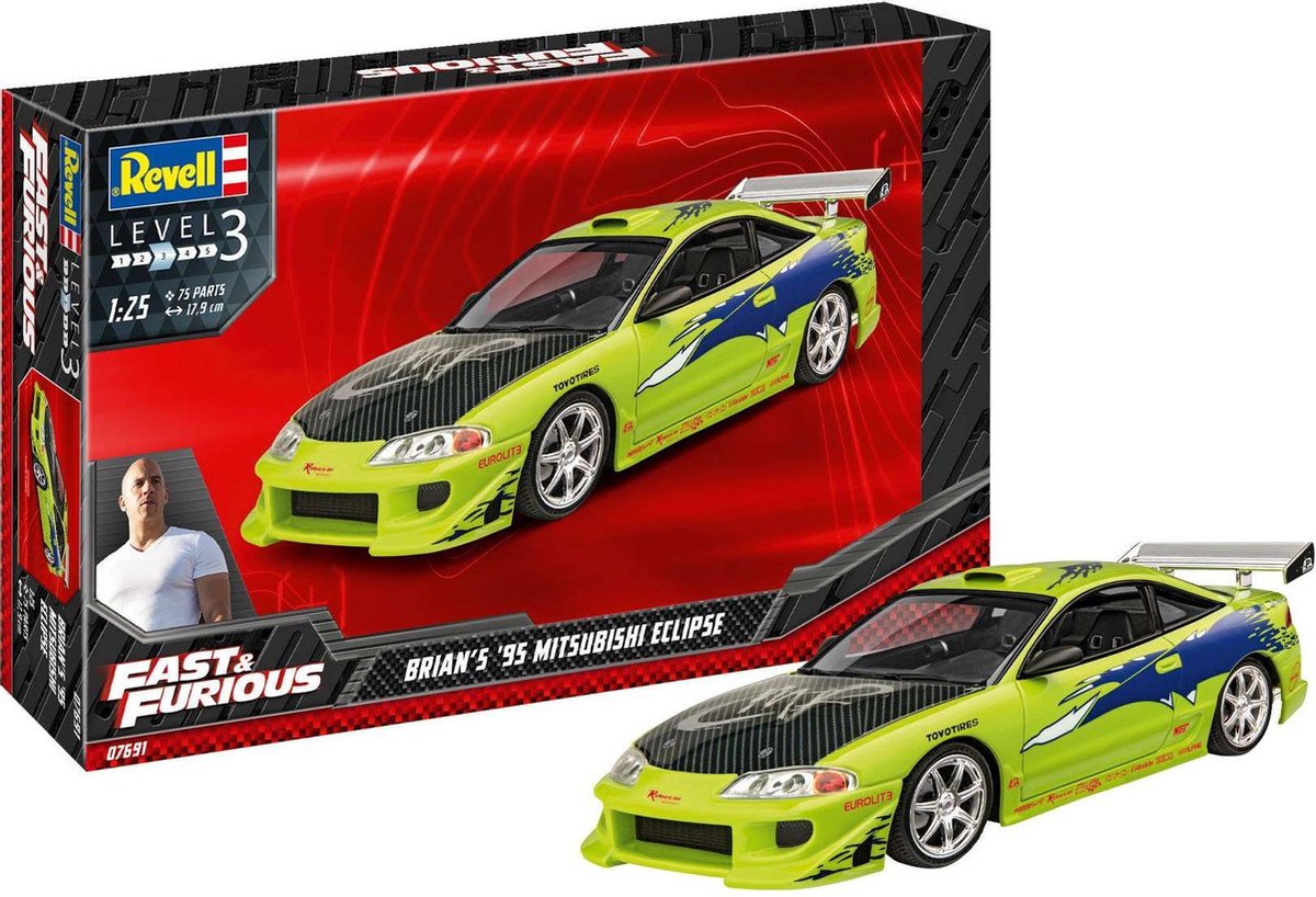 1:25   07691 Fast & Furious Brians 1995 Mitsubishi Eclipse Car Plastic kit