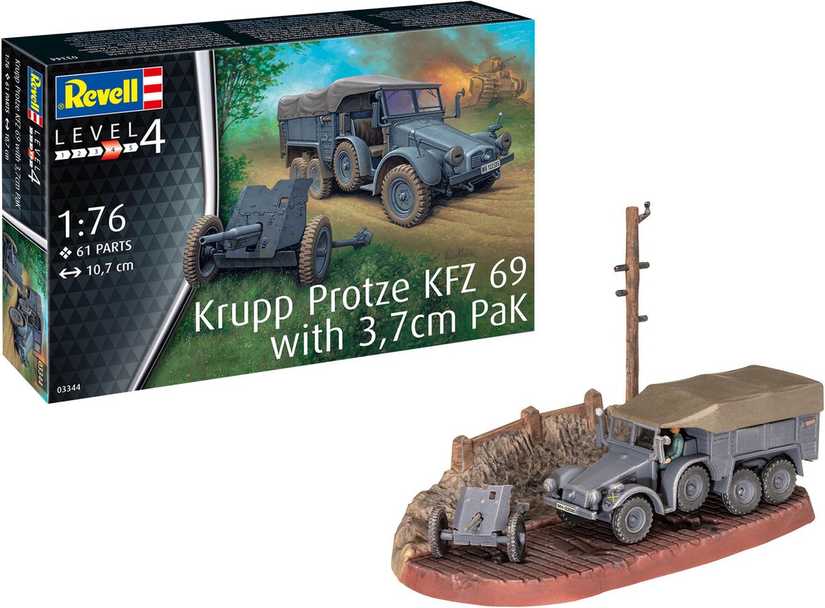 1:76   03344 Krupp Protze KFZ 69 with 3,7cm Pak Plastic kit