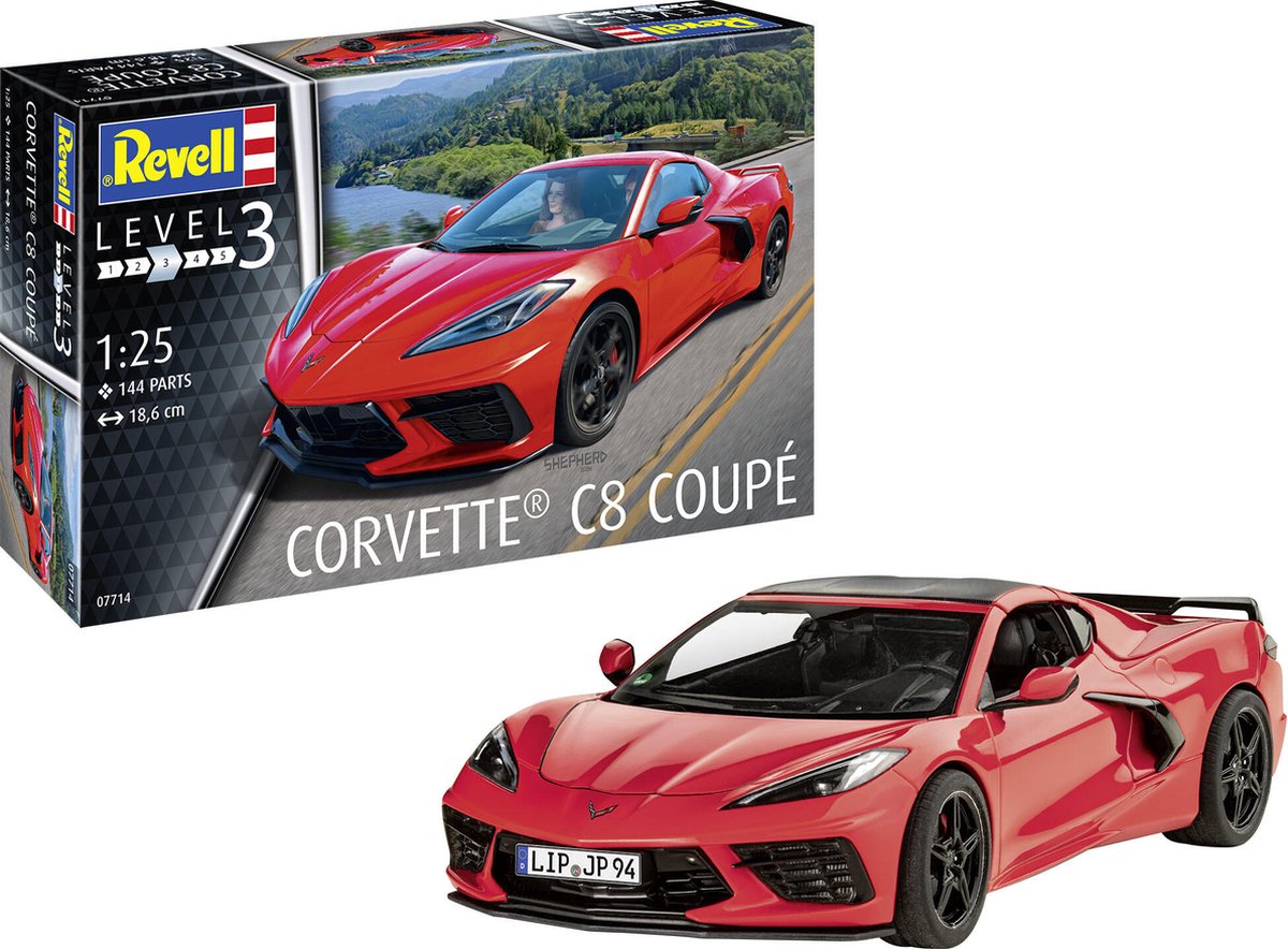   Modelbouwpakket Auto - 07714 Chevrolet Corvette C8 Coupe - Sport Auto Plastic - 1:25 -