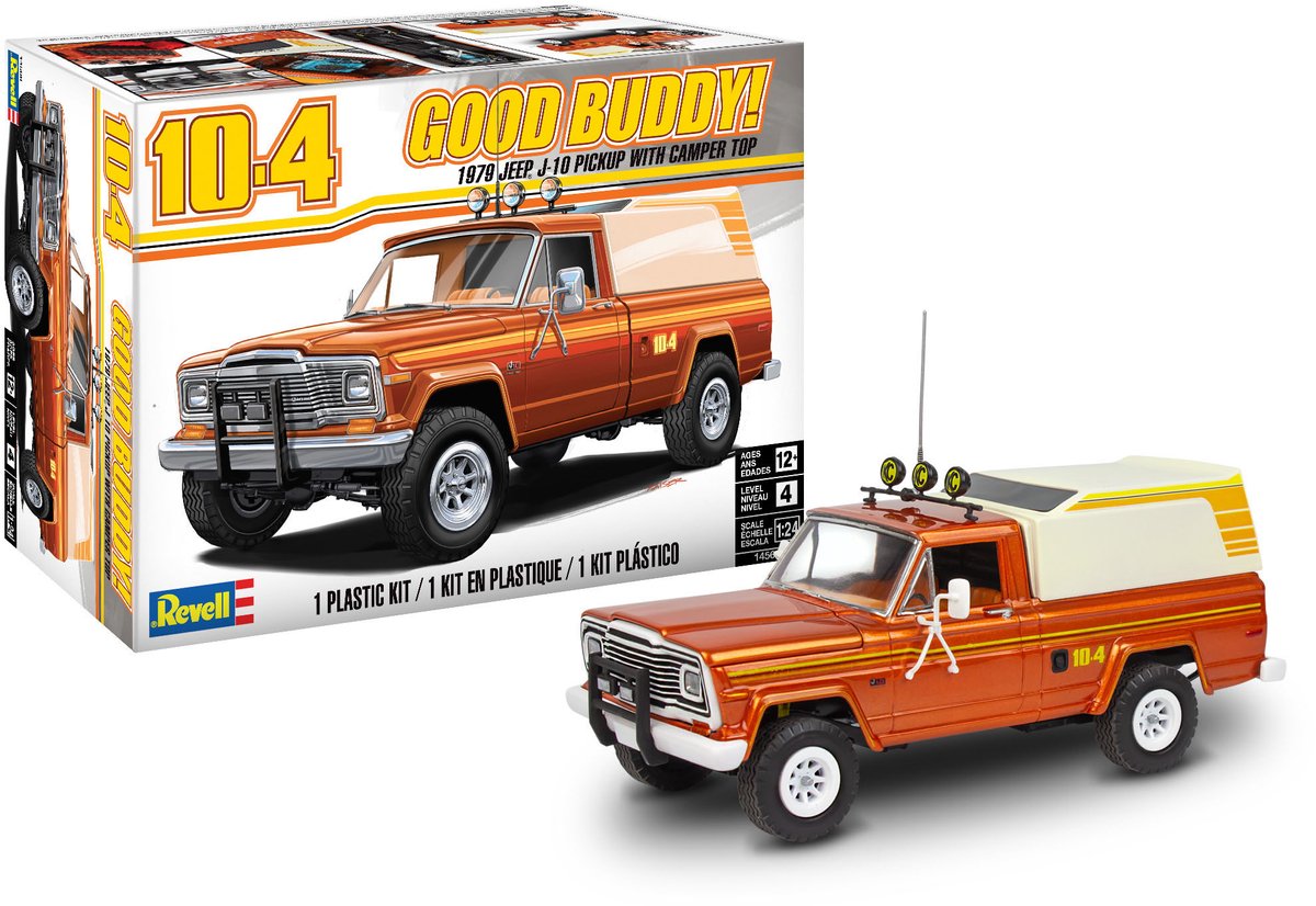   Modelbouwpakket Auto - 14568 10-4 Good Buddy! - 1979 Jeep J-10 Pickup met Camper Top - Amerikaanse Auto Plastic - 1:24 -