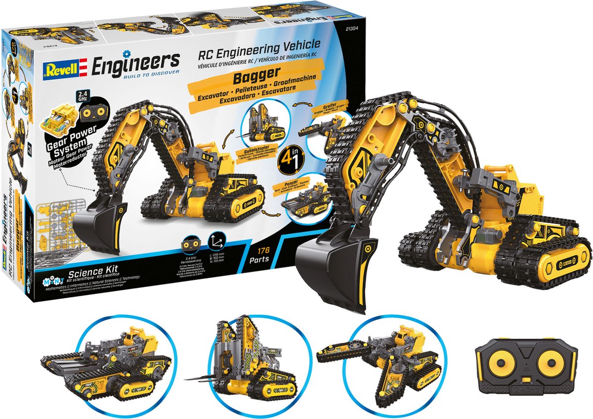   Modelbouwpakket Landbouwvoertuigen - 21304 RC Engineering Werkvoertuig Graafmachine - 4 Bouwopties RC Plastic - 1:27 -