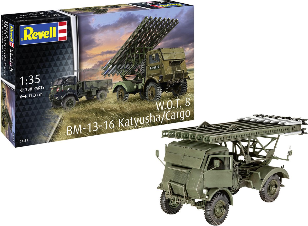   Modelbouwpakket Militaire voertuigen - 03338 Fordson - BM-13-16 op WOT8 Katyusha/Cargo - Militaire Truck Plastic - 1:35 -