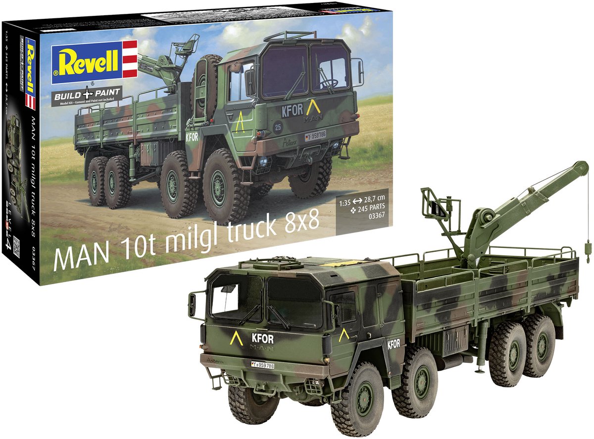   Modelbouwpakket Militaire voertuigen - 03367 MAN Kat1 10t Milgl 8x8 Truck - Duits Militair Terreinvoertuig Plastic - 1:35 -