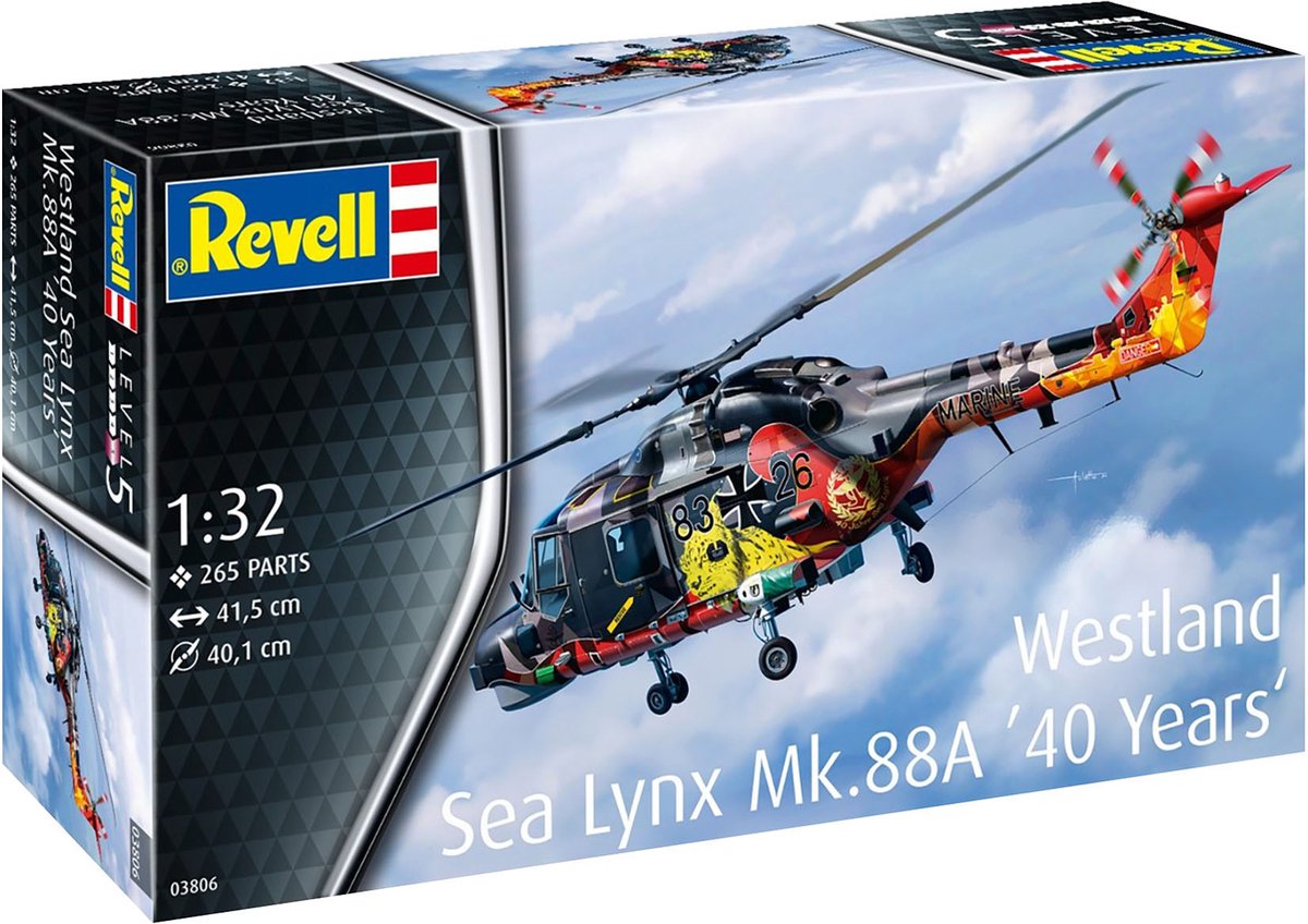   Modelbouwpakket Militaire voertuigen - 03806 Westland Sea Lynx MK.88A - Speciale Kleuren - 40 Jaar! - Helikopter Plastic - 1:32 - Modelbouw