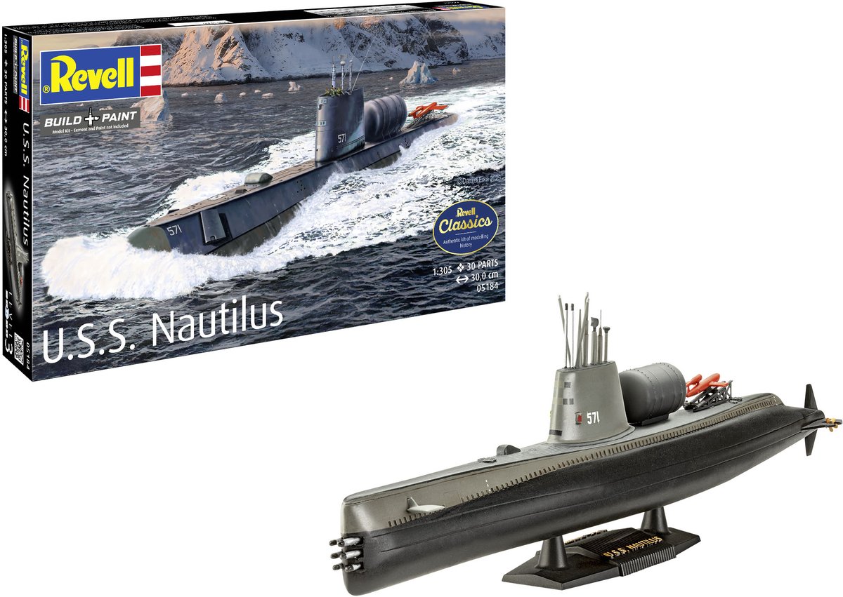   Modelbouwpakket Militaire voertuigen - 05184 U.S.S. Nautilus - SSN-571 - Amerikaanse Onderzeeër Plastic - 1:305 -