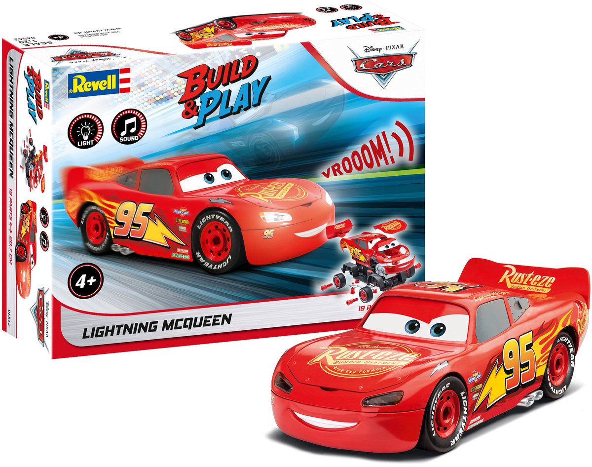   Modelbouwpakket Militaire voertuigen - 06562 First Construction - Lightning McQueen - Disney-Cars - Licht en Geluid - voor Kids Plastic - 1:20 -