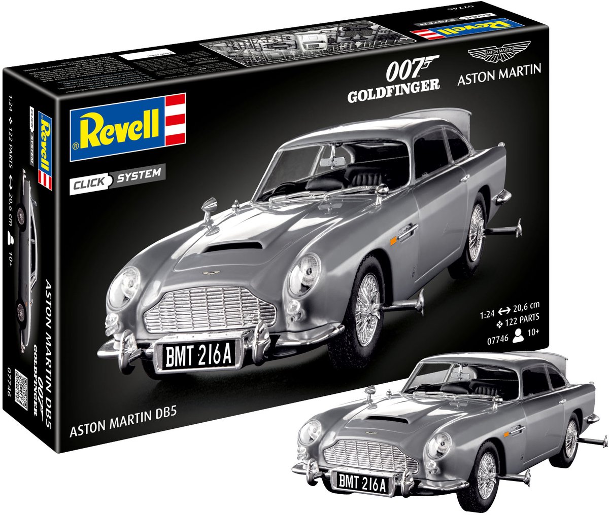   Modelbouwpakket Militaire voertuigen - 07746 Click System - Aston Martin DB5 - James Bond 007 Goldfinger - Klassieke Auto Plastic - 1:24 - Modelbouw