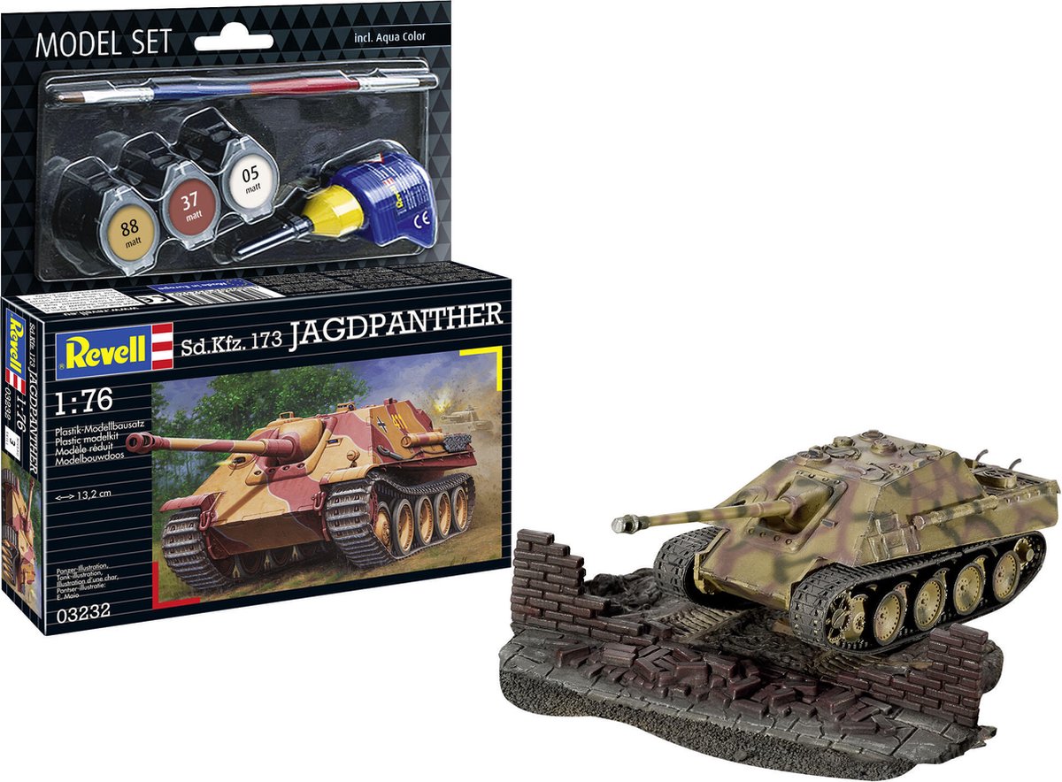   Modelbouwpakket Militaire voertuigen - 63232 Sd.Kfz.173 Jagdpanther Tank - Model Set Plastic - 1:76 -
