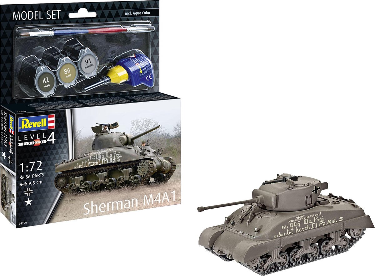   Modelbouwpakket Militaire voertuigen - 63290 Sherman M4A1 Tank - Model Set Plastic - 1:72 -