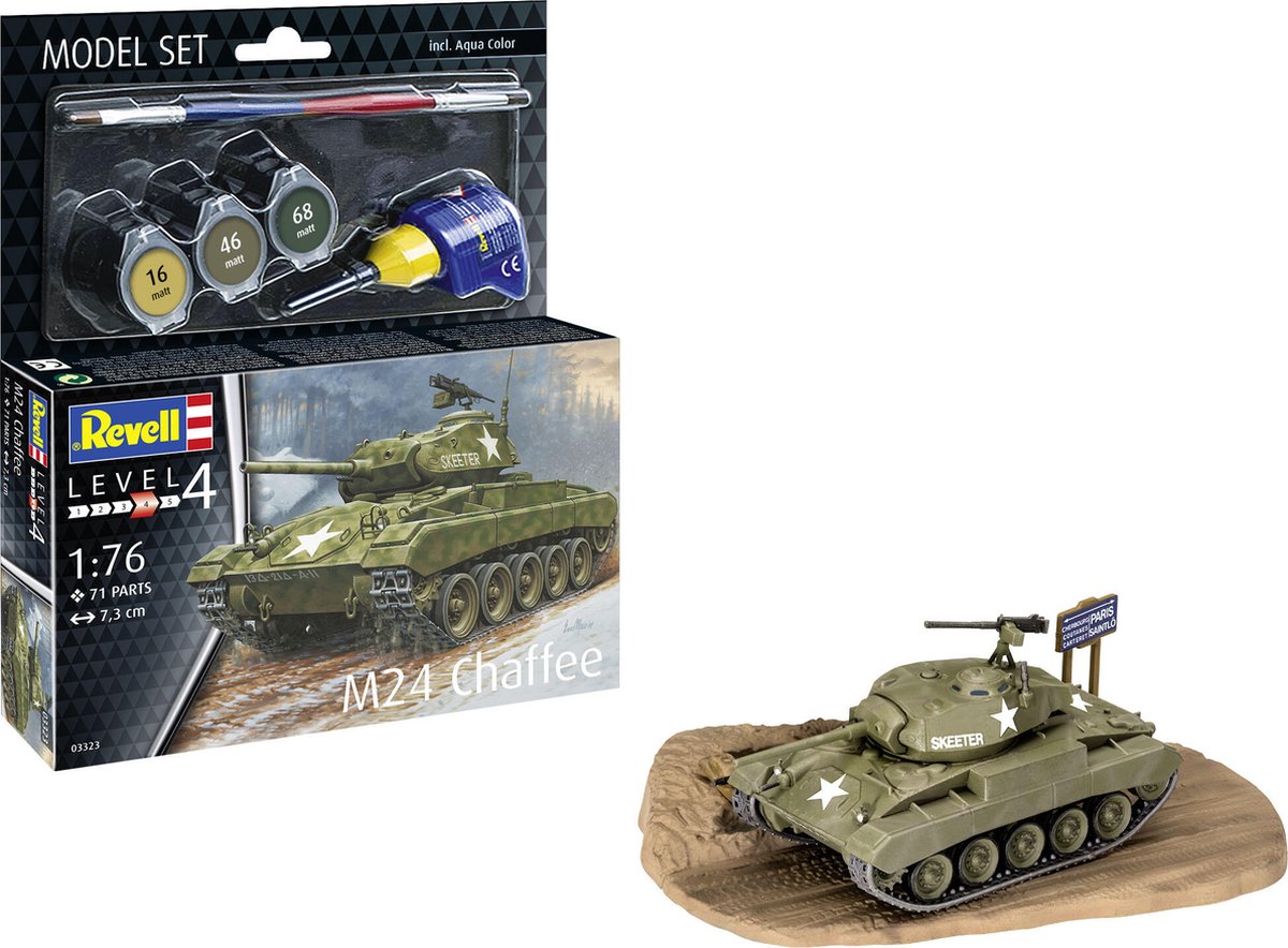   Modelbouwpakket Militaire voertuigen - 63323 M24 Chaffee Tank - Model Set Plastic - 1:76 -