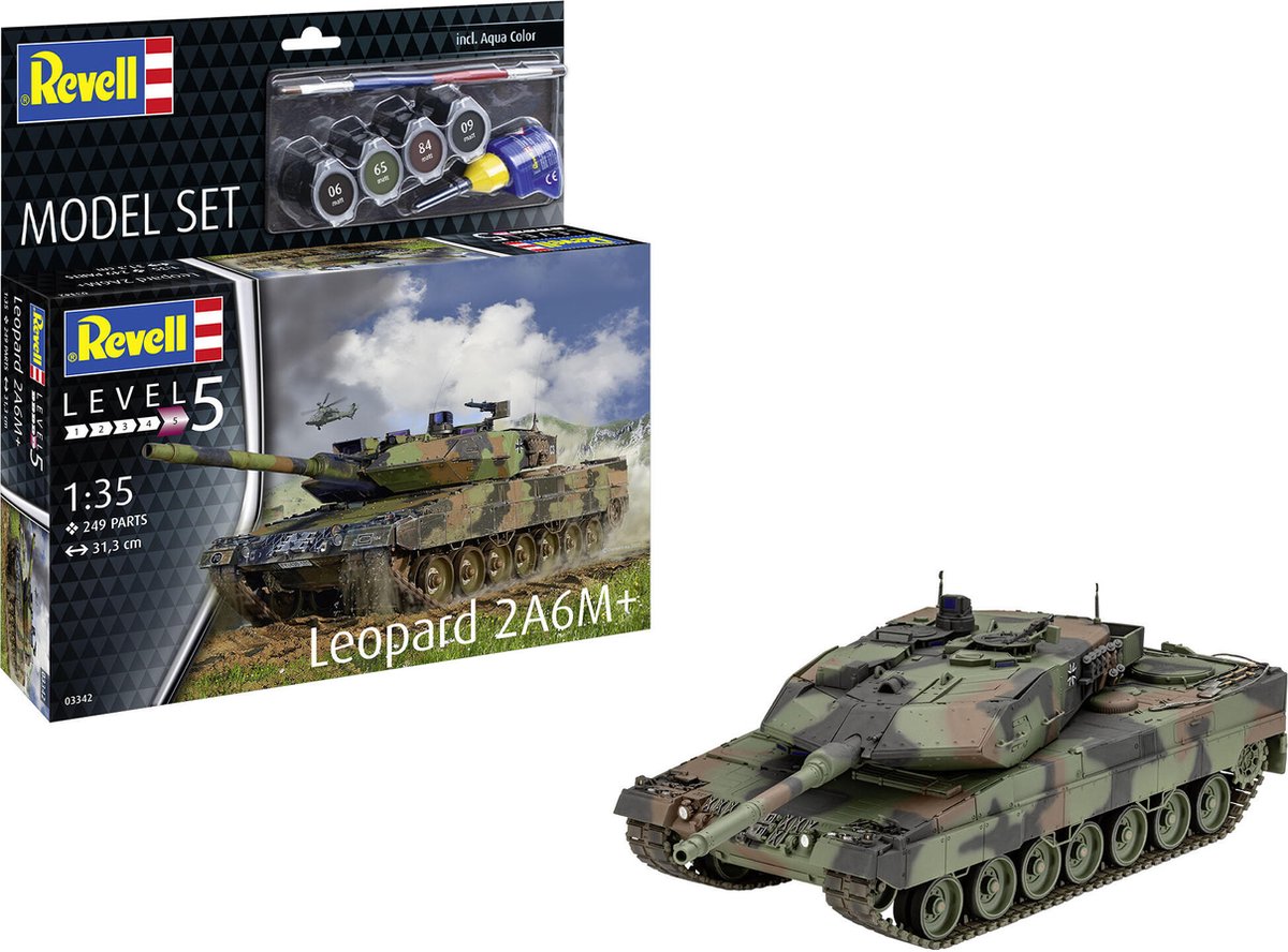   Modelbouwpakket Militaire voertuigen - 63342 Tank Leopard 2 A6M+ - Model Set Plastic - 1:35 -