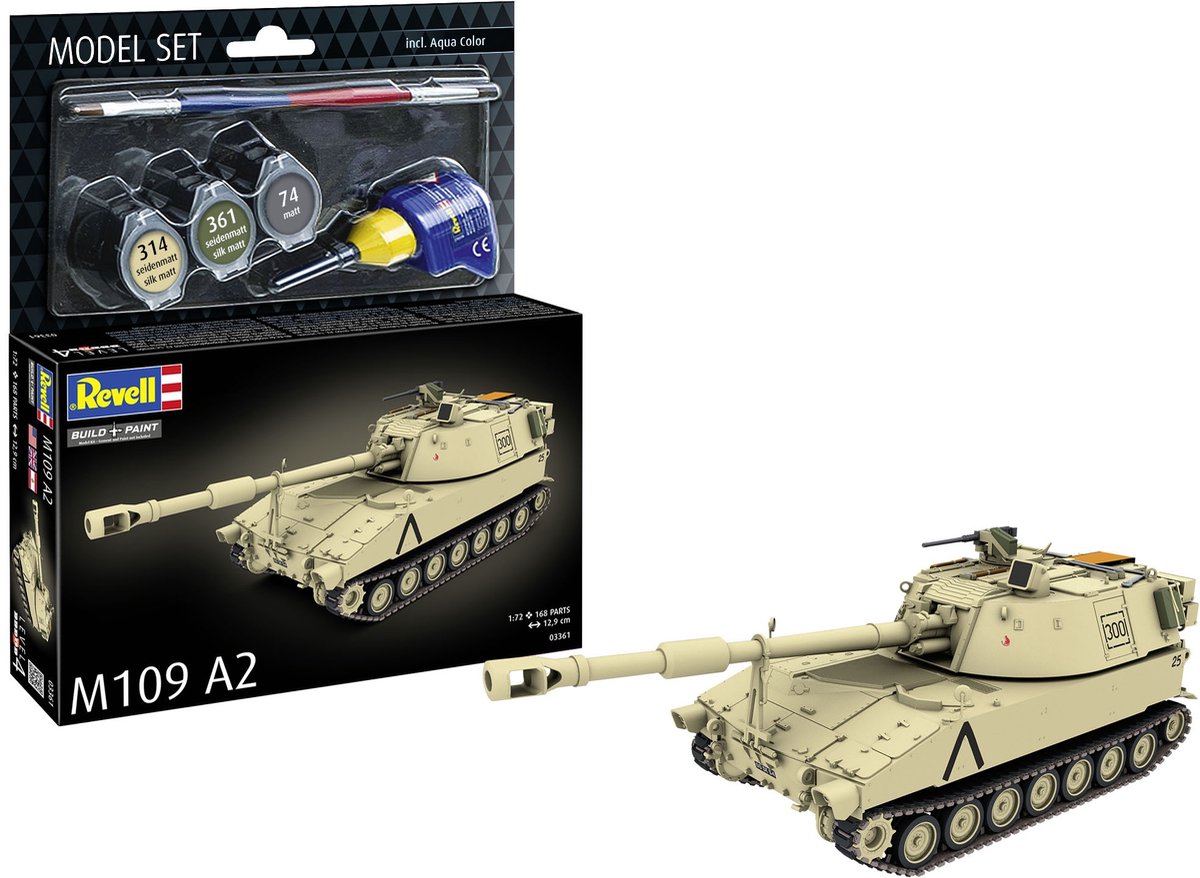   Modelbouwpakket Militaire voertuigen - 63361 M109 A2 - Zelfrijdende Houwitser - Militair Voertuig - Model Set Plastic - 1:72 -