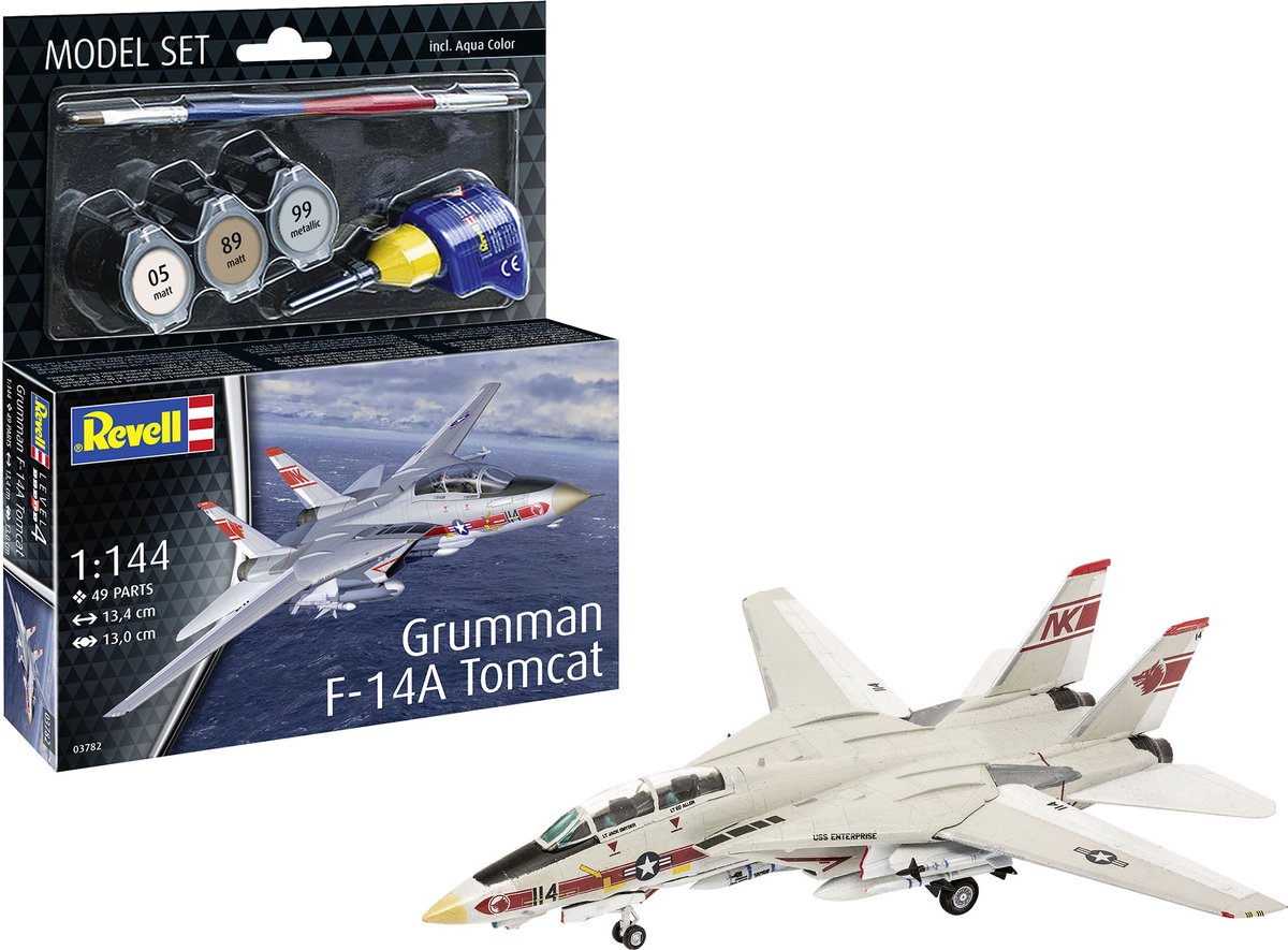   Modelbouwpakket Militaire voertuigen - 63782 Grumman F-14A Tomcat - Straaljager - Model Set Plastic - 1:144 -