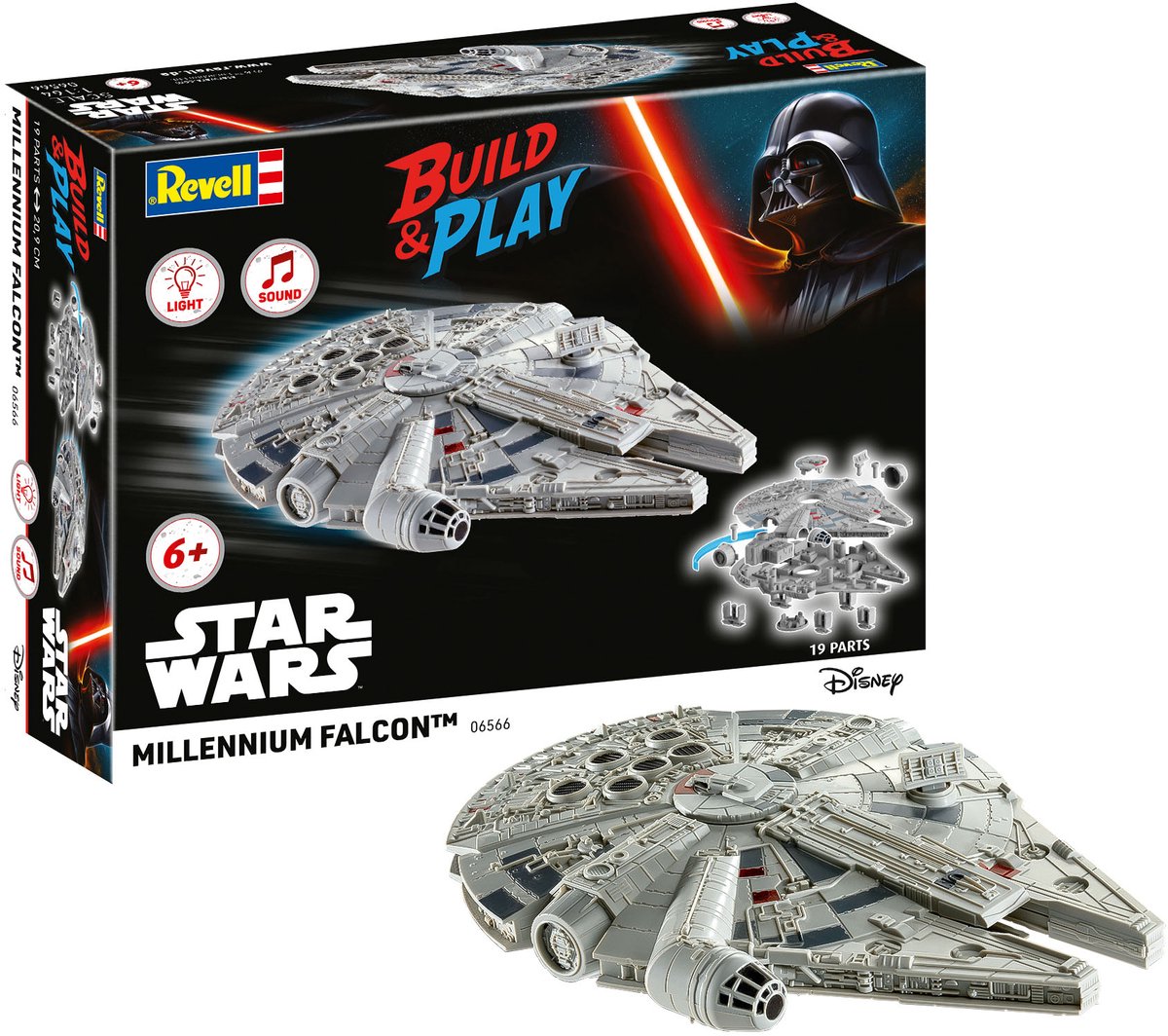   Modelbouwpakket Ruimtevaart - 06566 Build - Play - The Millennium Falcon - Star Wars - met Licht en Geluid - voor Kids Plastic - 1:164 -