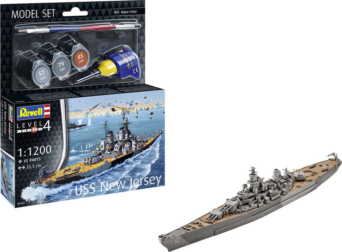   Modelbouwpakket Schepen - 65183 Battleship USS New Jersey - Model Set Plastic - 1:1200 -