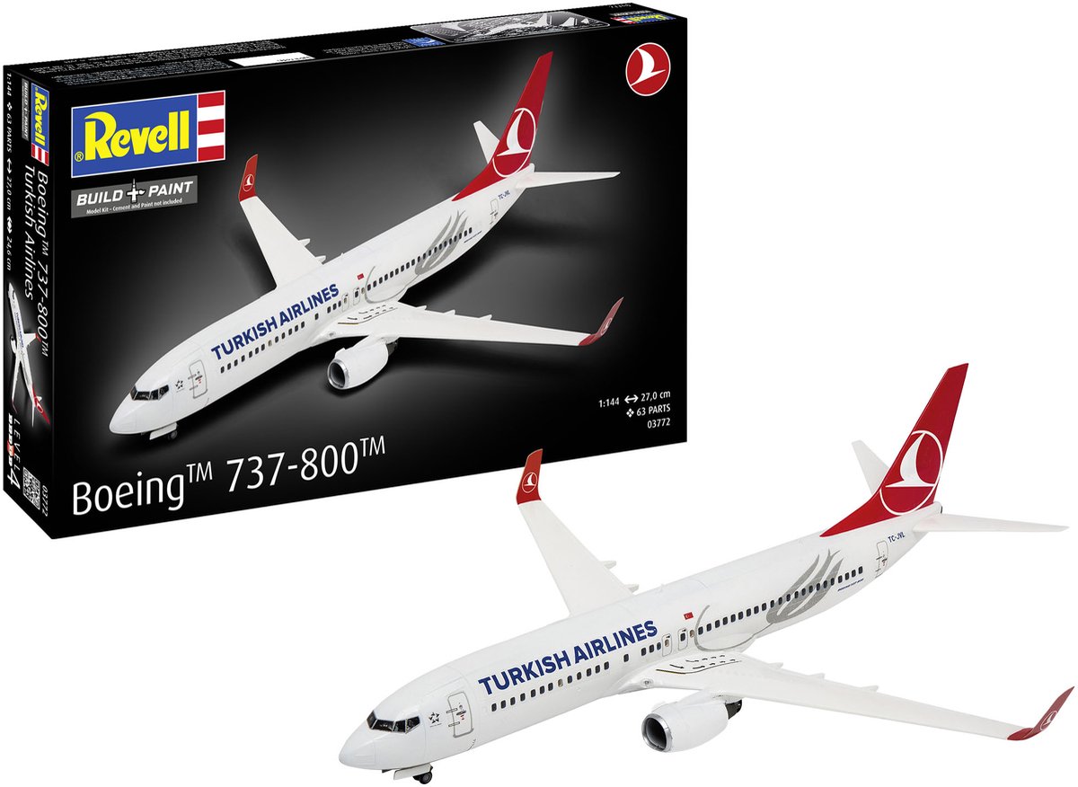   Modelbouwpakket Vliegtuigen - 03772 Boeing 737-800 - Turkish Airlines - Passagiersvliegtuig Plastic - 1:144 -