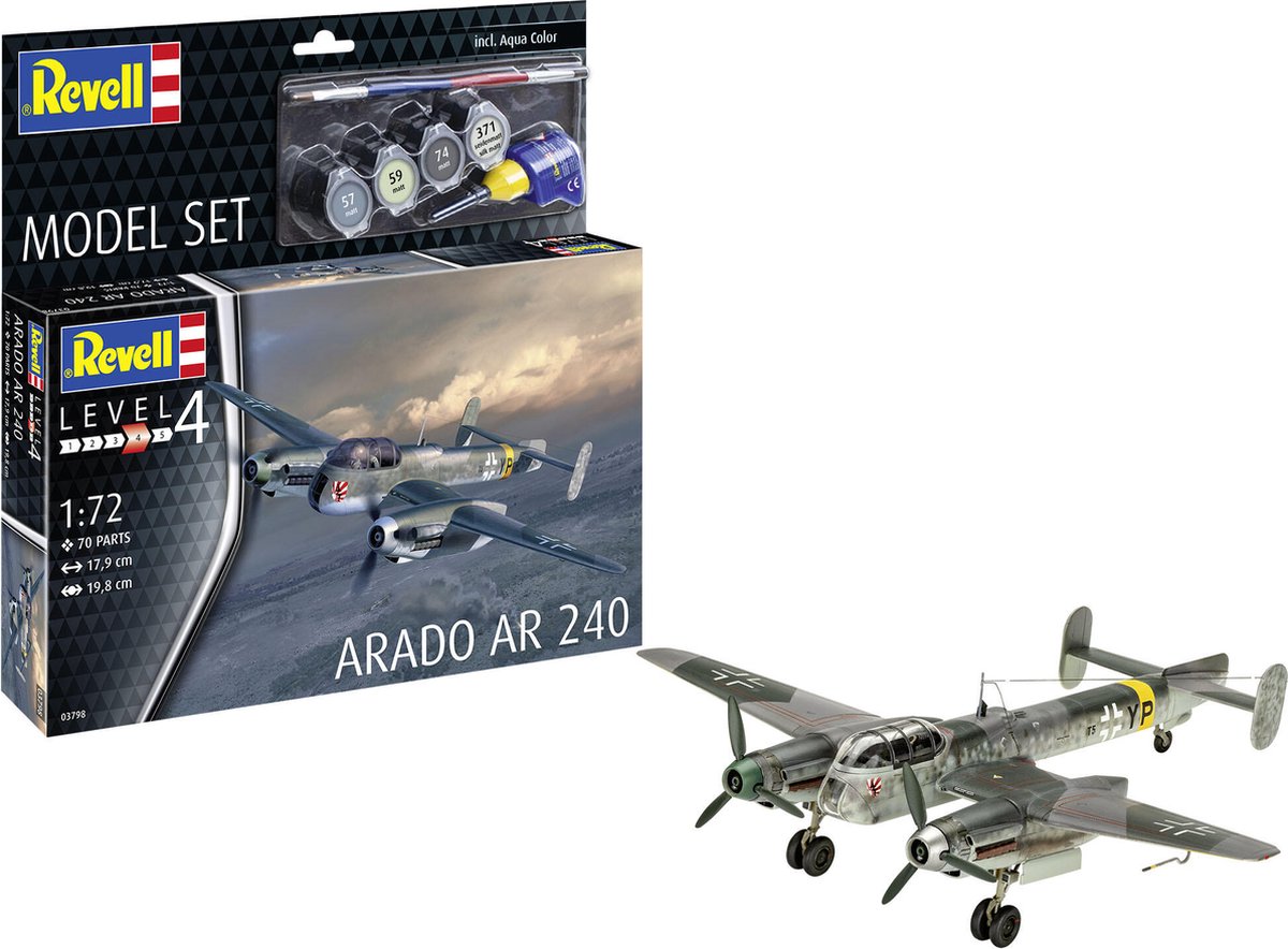   Modelbouwpakket Vliegtuigen - 63798 Arado Ar 240 - Propeller Vliegtuig - Model Set Plastic - 1:72 -