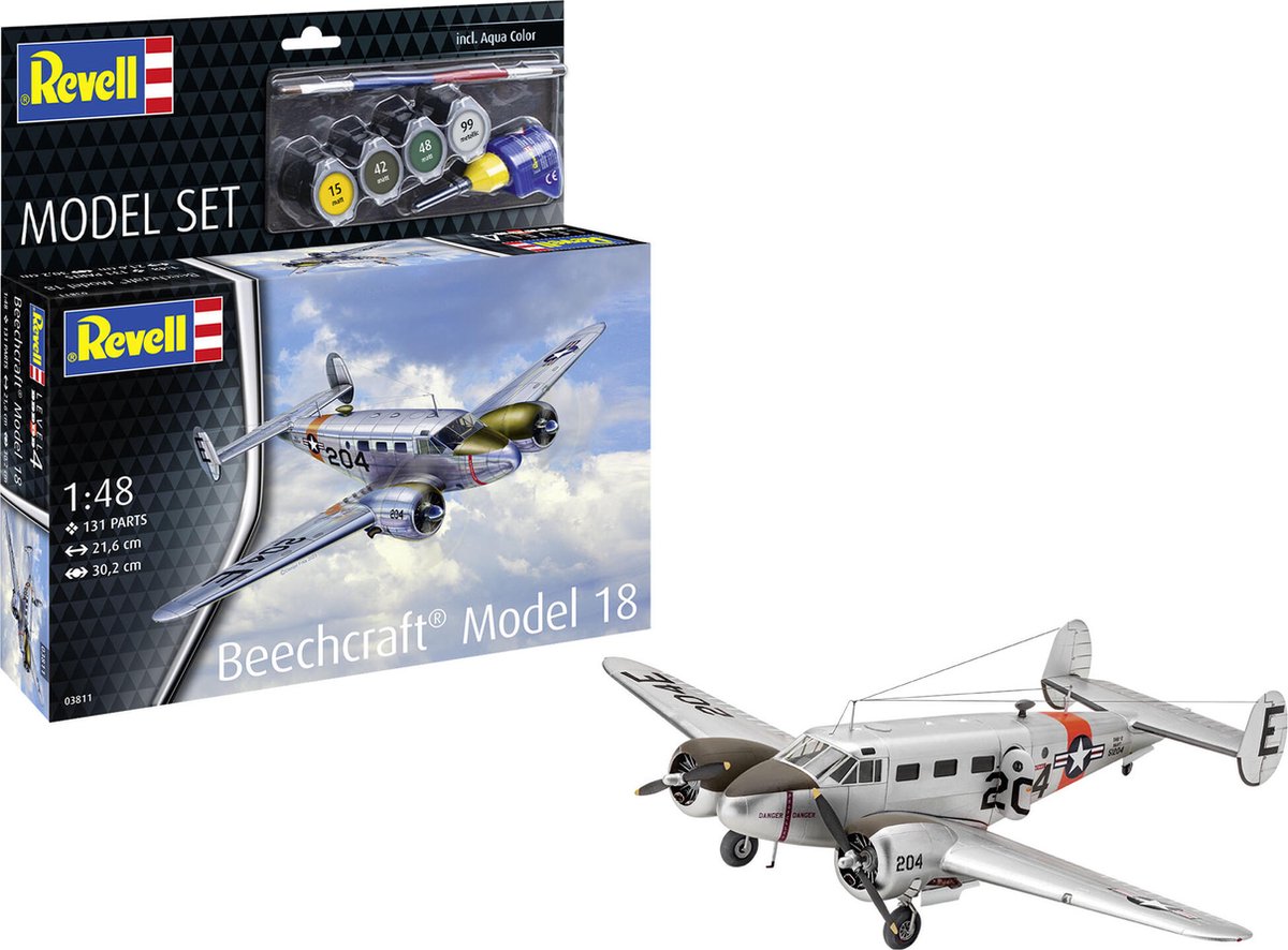   Modelbouwpakket Vliegtuigen - 63811 Beechcraft Model 18 - Propeller Vliegtuig - Model Set Plastic - 1:48 -