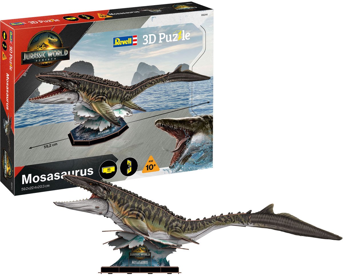   Puzzel - 00244 Jurassic World Rebirth - Mosasaurus - 83 Stukjes - 59,2cm 3D Puzzel