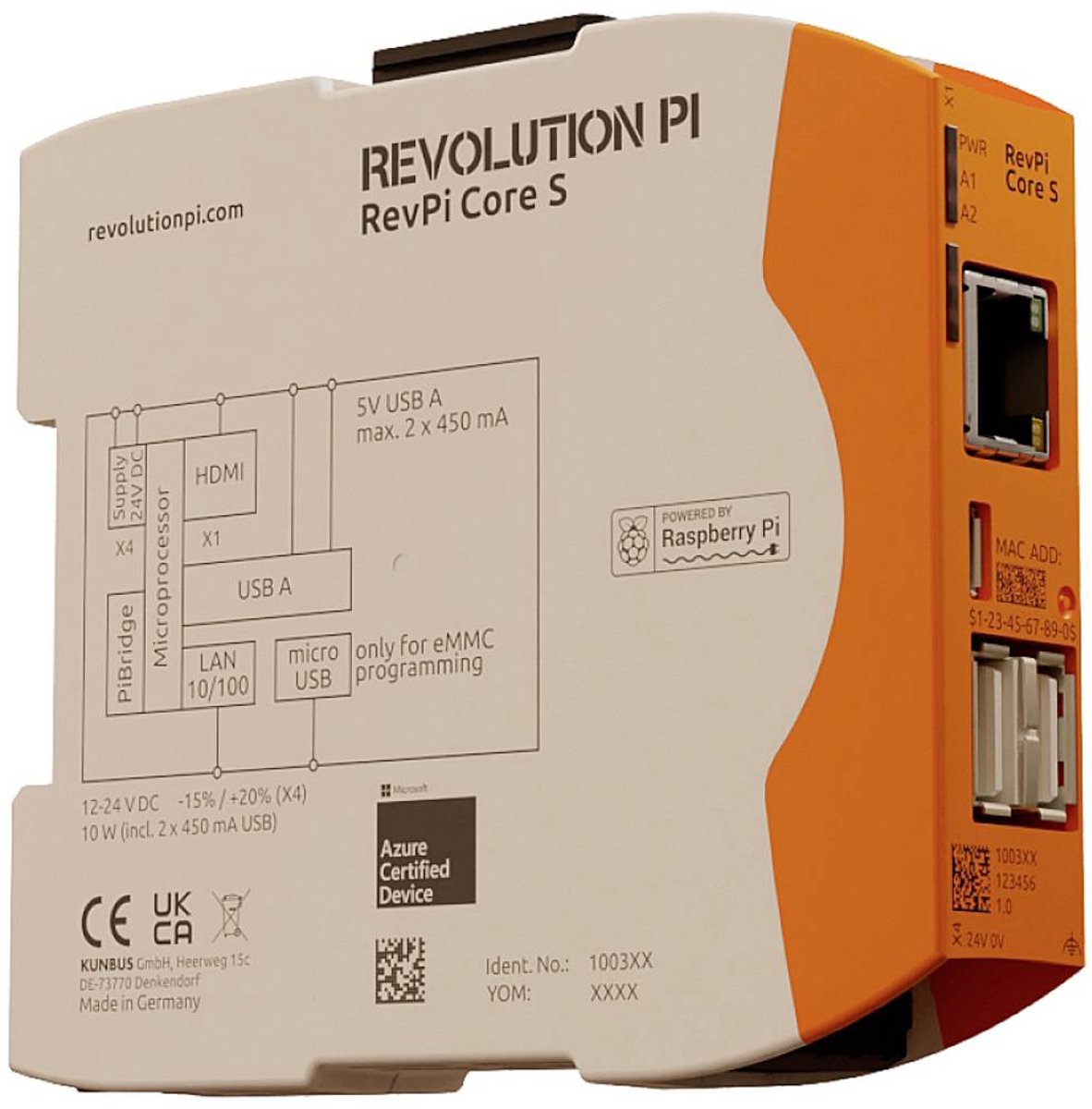 Revolution Pi by Kunbus RevPi Core S 8 GB PR100359 PLC-aansturingsmodule 24 V/DC