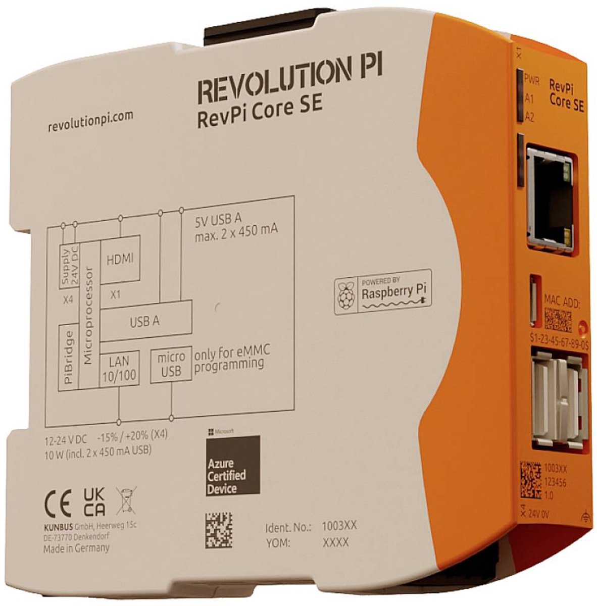 Revolution Pi by Kunbus RevPi Core SE 8 GB PR100365 PLC-aansturingsmodule 24 V/DC