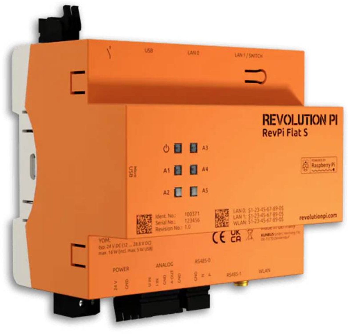 Revolution Pi by Kunbus RevPi Flat S 32 GB WiFi-BT PR100371 PLC-uitbreidingsmodule 24 V