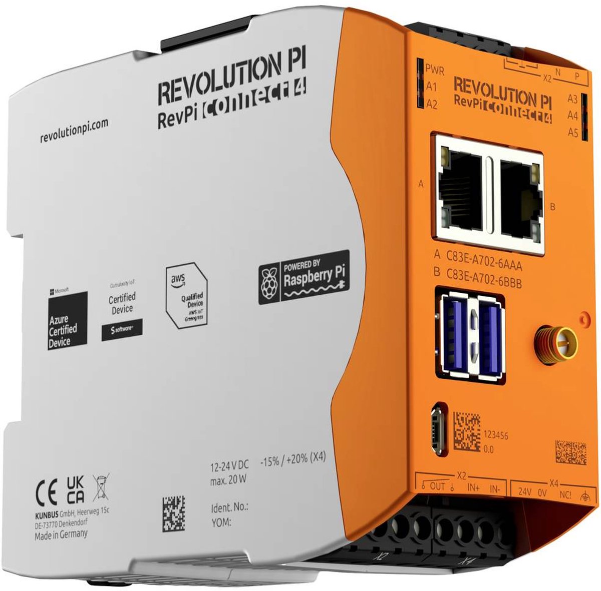 Revolution Pi by Kunbus RevolutionPi Connect 4 PR100380 PLC-uitbreidingsmodule 24 V/DC