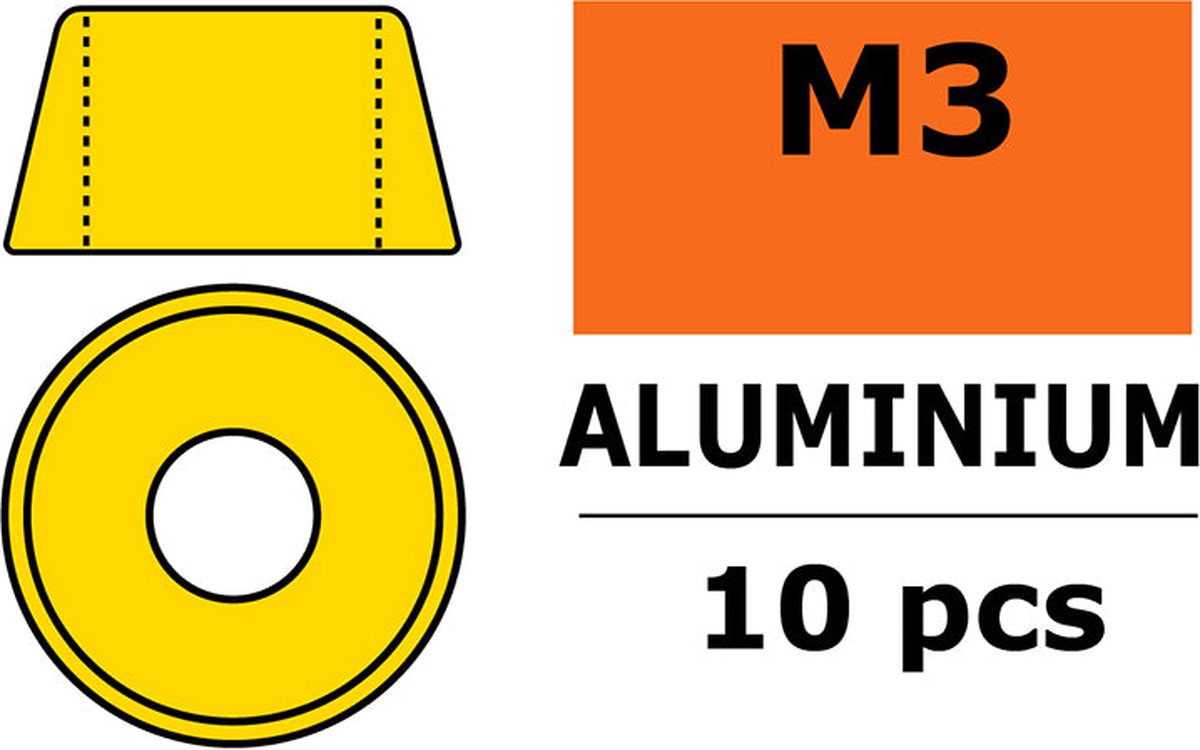 Revtec - Aluminium sluitring - voor M3 Cilinderkopschroeven - BD=8mm - Goud - 10 st