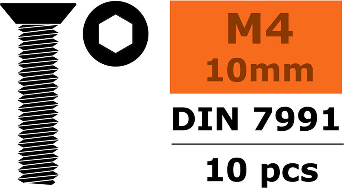   - Verzonkenkopschroef - Binnenzeskant - M4X10 - Staal - 10 st