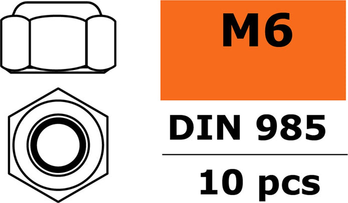   - Zelfborgende zeskantmoer - M6 - Gegalvaniseerd staal - 10 st