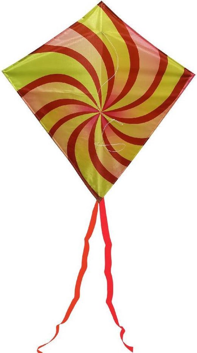 Rhombus junior diamond vlieger geel voor kinderen 65 x 65 cm - Kindervlieger - Strandspeelgoed - Buitenspeelgoed